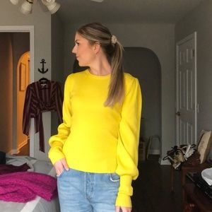 Lime Yellow Balloon Sleeve Sweater Large
